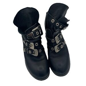 Replay Ankle Boots With Silver Buckles Cut Out Sides Leather Women's 38